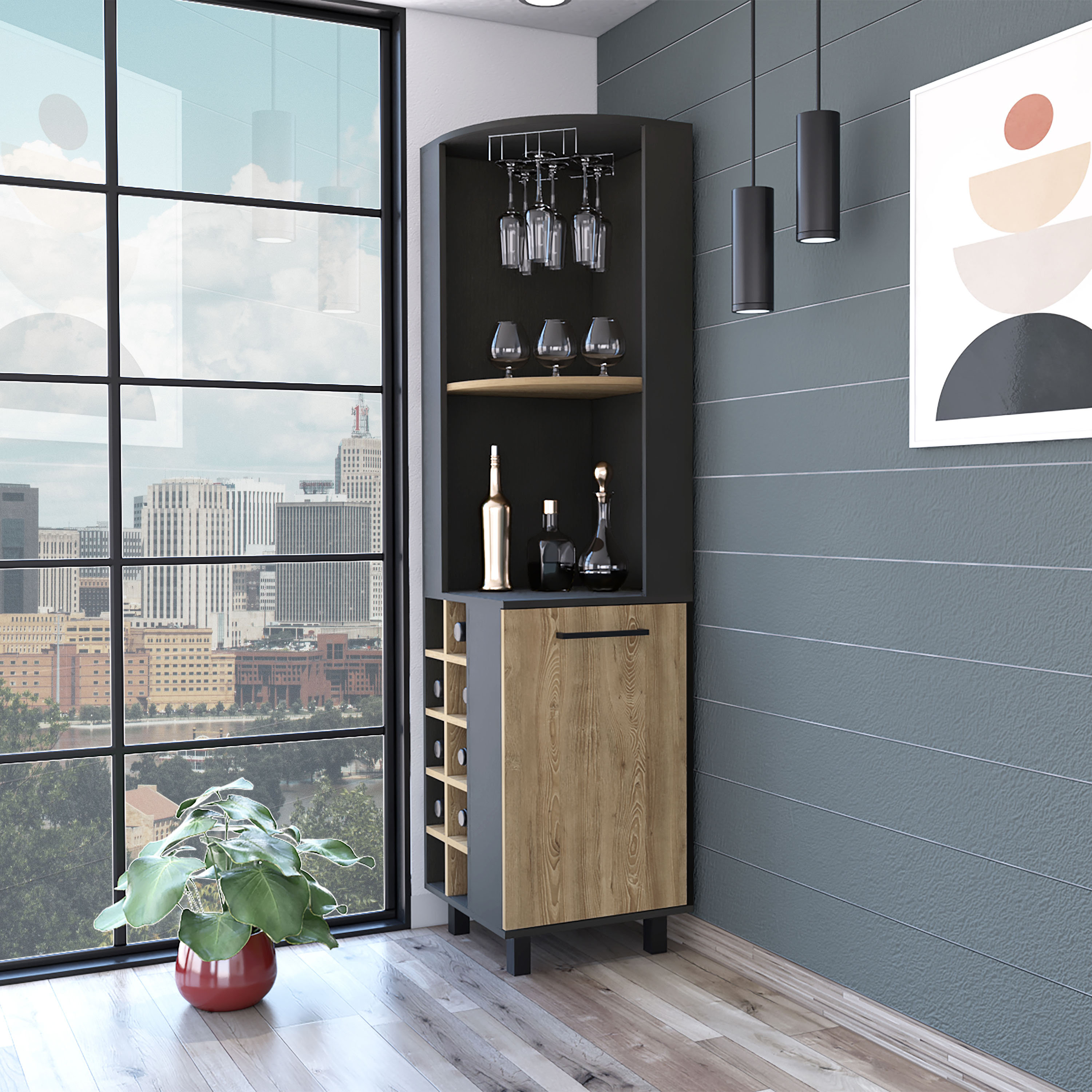 Ebern Designs Melia Teevan Bar with Wine Storage Reviews Wayfair